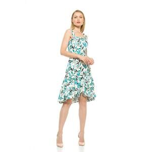 Alexia Admor Ariana Dress Linen Blend Drop‎ Waist Floral Wedding Coquette Resort
